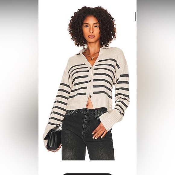 Revolve Ogd Lyon Knit Cashmere Blend Cardigan Marble Stripe One Grey Day Sweater